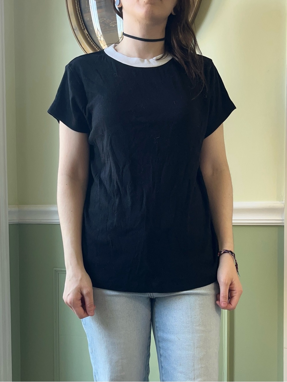 A New Day black and white color block top